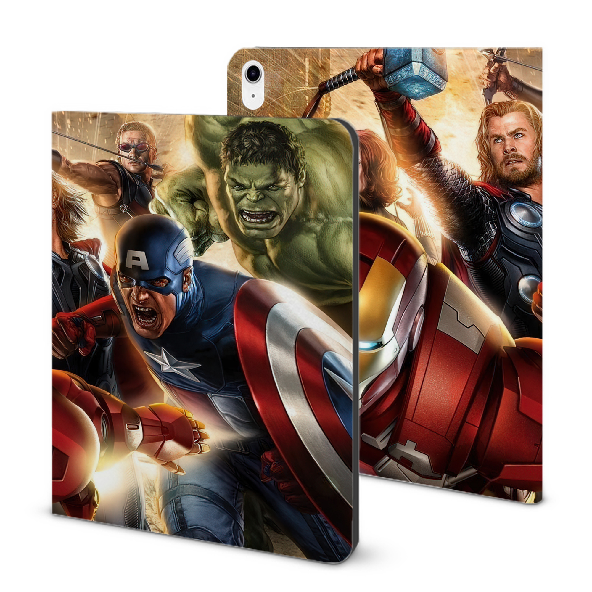 （画像用） アベンジャーズ The Avengers IPad ケース ブック型 PUレザー TPU 耐衝撃 軽量 薄型 ペン収納なし 全面保護 IPad 各モデル対応